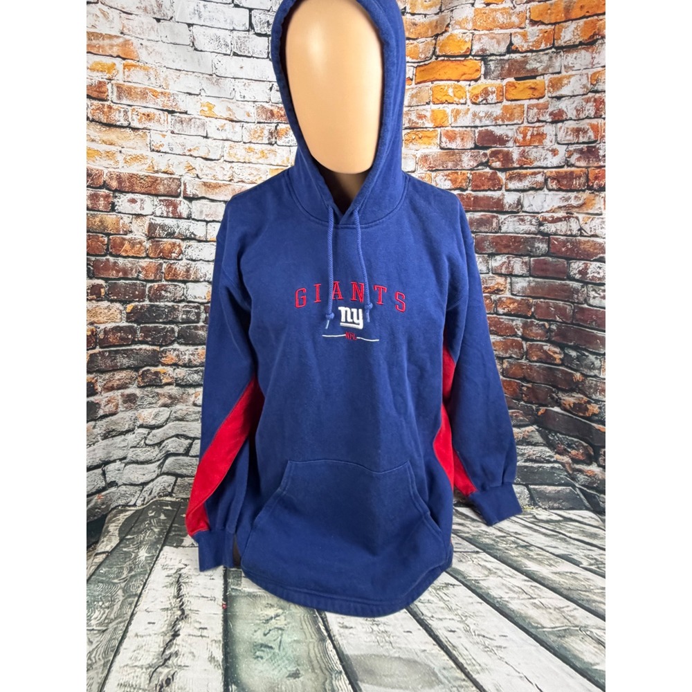 NFL New York Giants Pullover Hoodie Mens Large Blue Red Embroidered Logo Vintage